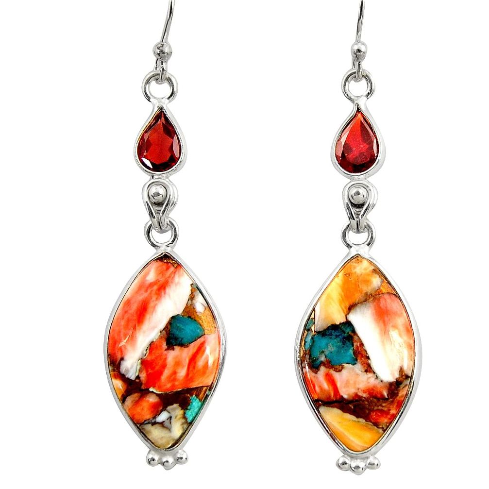 925 silver 15.93cts multi color spiny oyster arizona turquoise earrings r29335