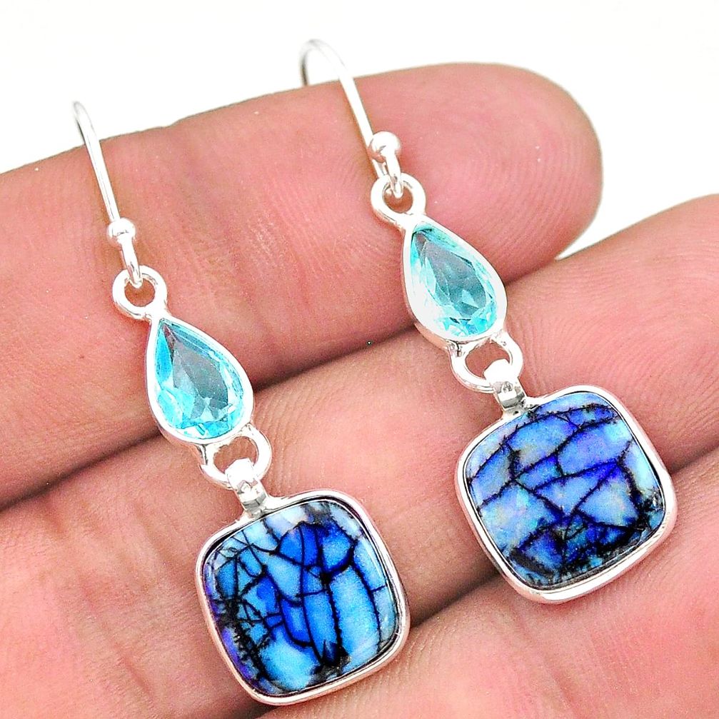 925 silver 6.81cts multi color sterling opal topaz dangle earrings t24800