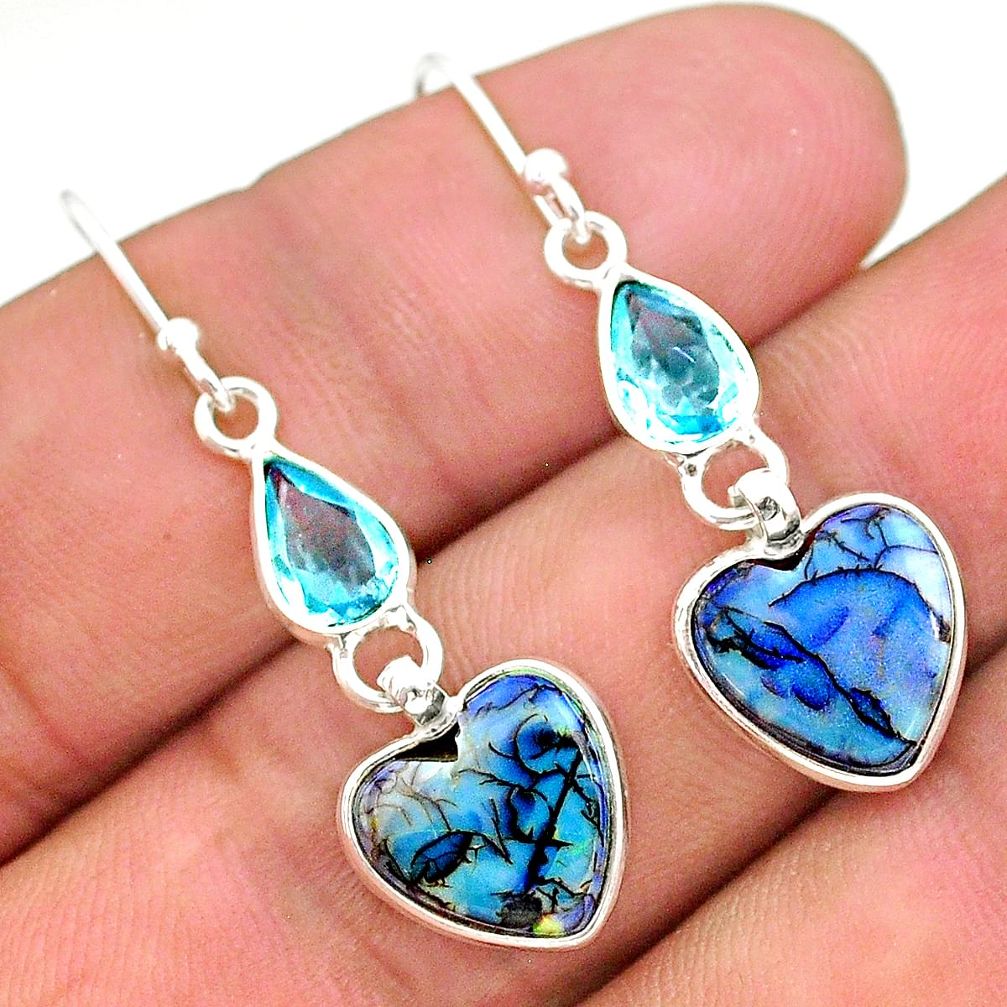 925 silver 6.94cts multi color sterling opal topaz dangle earrings t24812