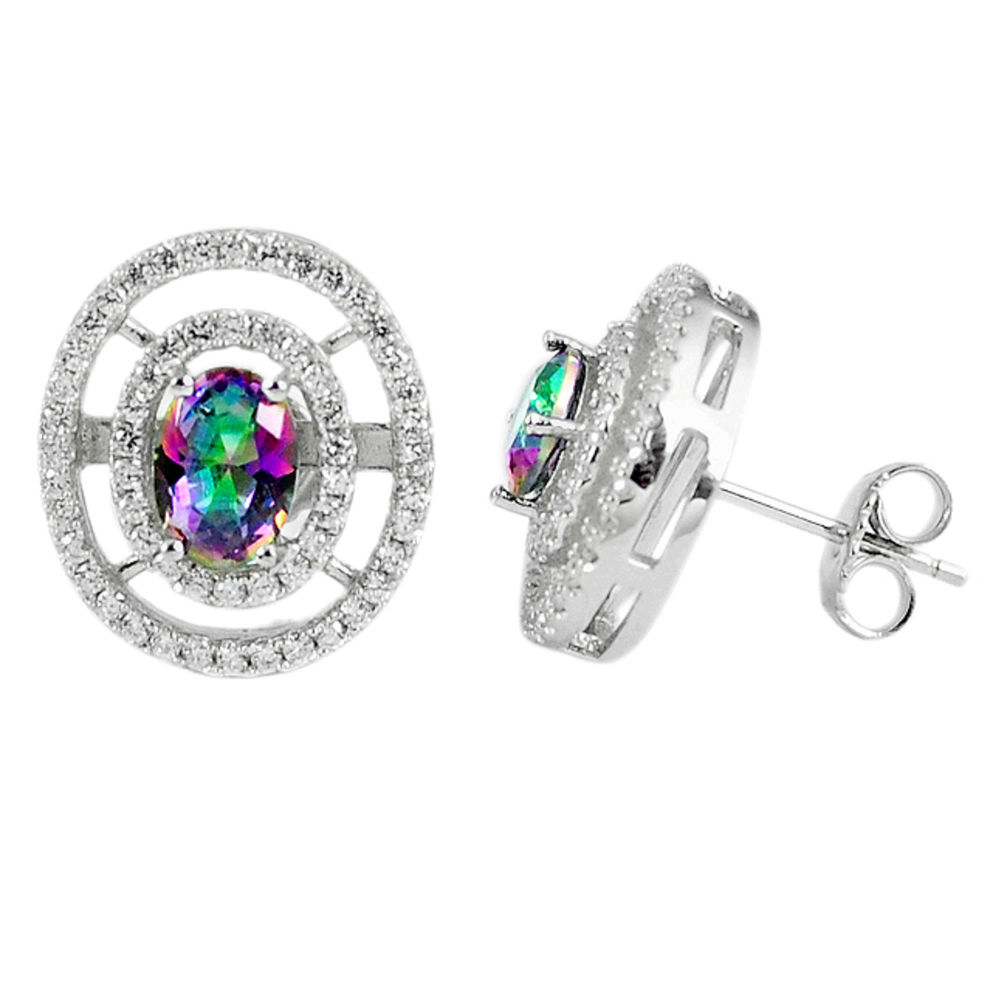 LAB 925 silver 5.84cts multicolor rainbow topaz topaz stud earrings a45570 c13900