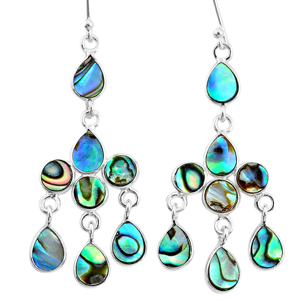 925 silver 10.28cts natural abalone paua seashell chandelier earrings t4672