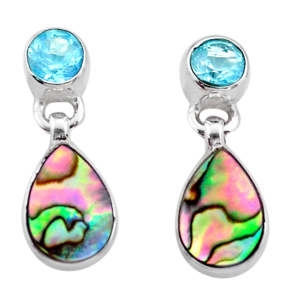 925 silver 6.61cts natural abalone paua seashell topaz dangle earrings t47294