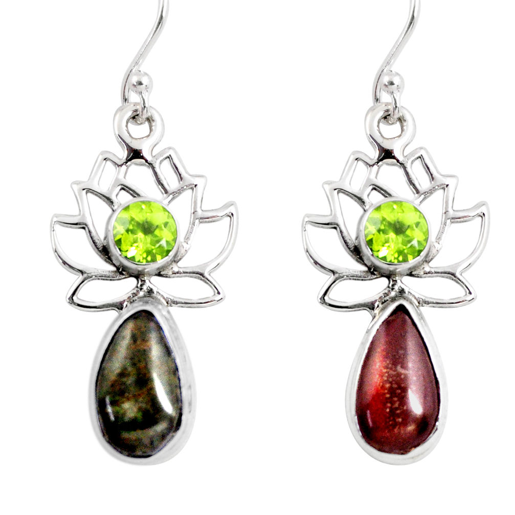 925 silver 7.90cts natural ammolite (canadian) dangle flower earrings r56244