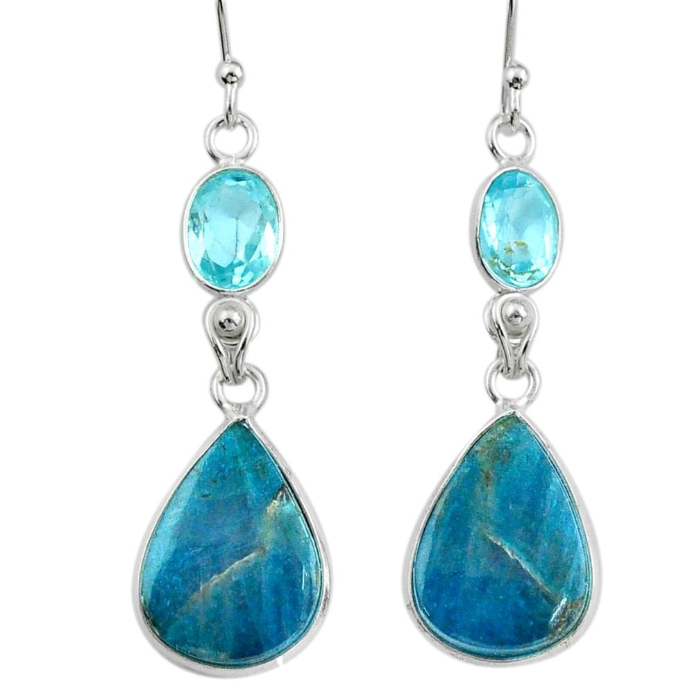 925 silver 15.34cts natural apatite (madagascar) topaz dangle earrings u7644