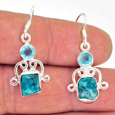 925 silver 7.22cts natural apatite rough topaz dangle earrings jewelry y74735