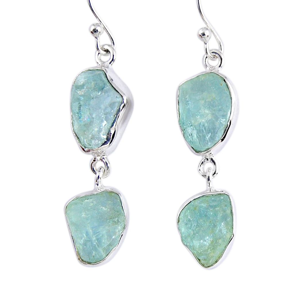 925 silver 15.69cts natural aqua aquamarine rough dangle earrings jewelry r55424