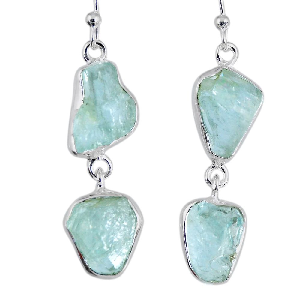 925 silver 15.55cts natural aqua aquamarine rough fancy dangle earrings r55411