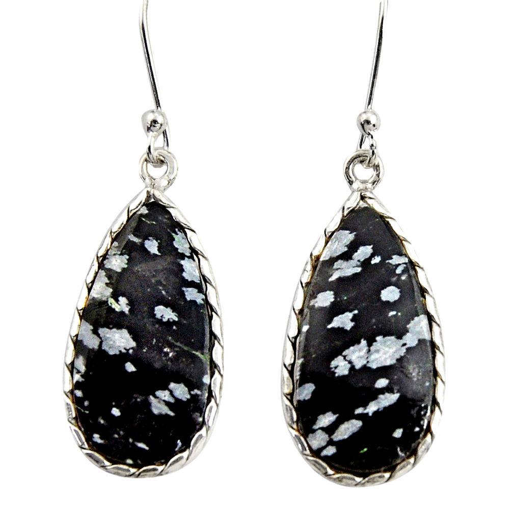 cts natural black australian obsidian dangle earrings d39538