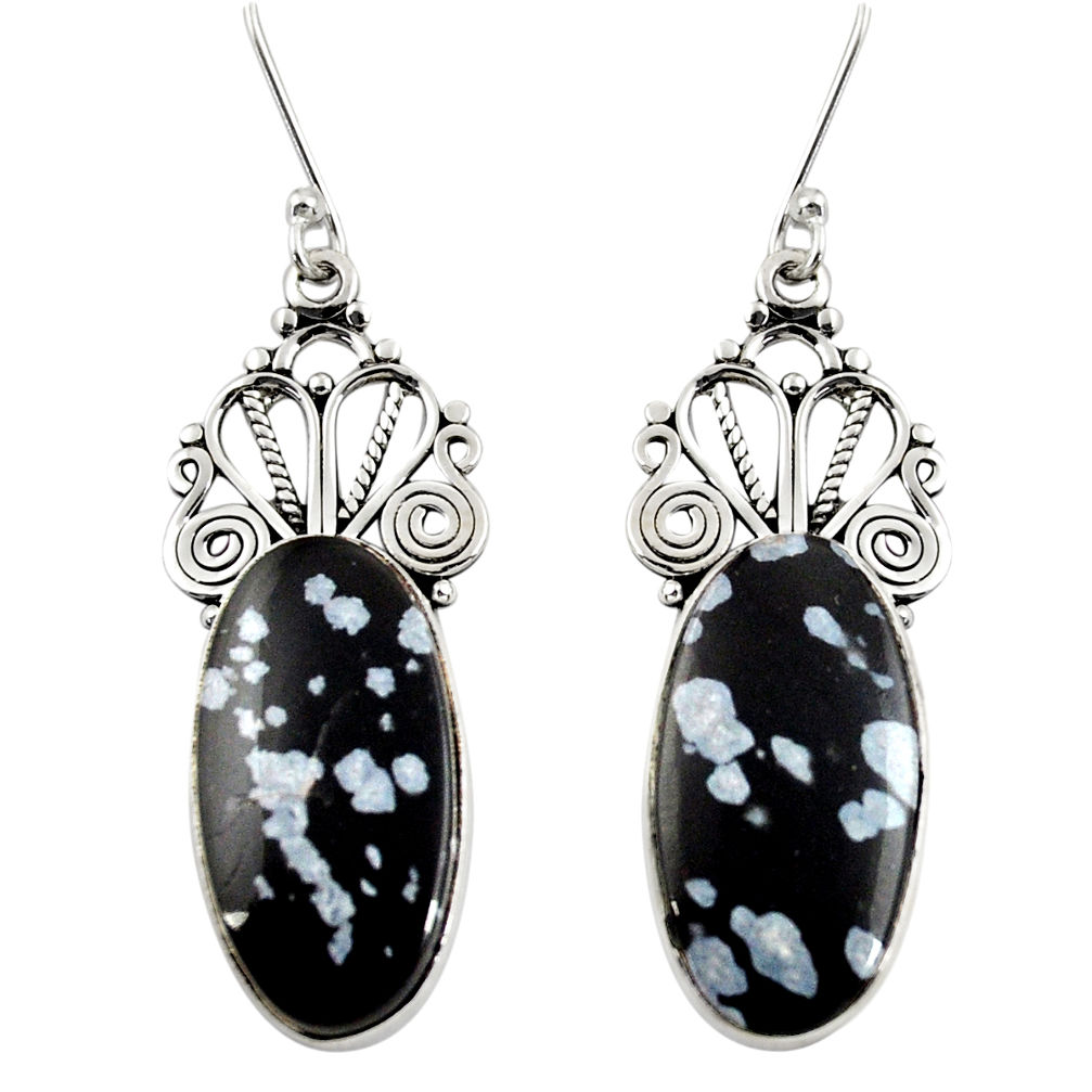 cts natural black australian obsidian dangle earrings d39584