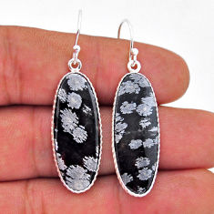 925 silver 14.20cts natural black australian obsidian dangle earrings n53653