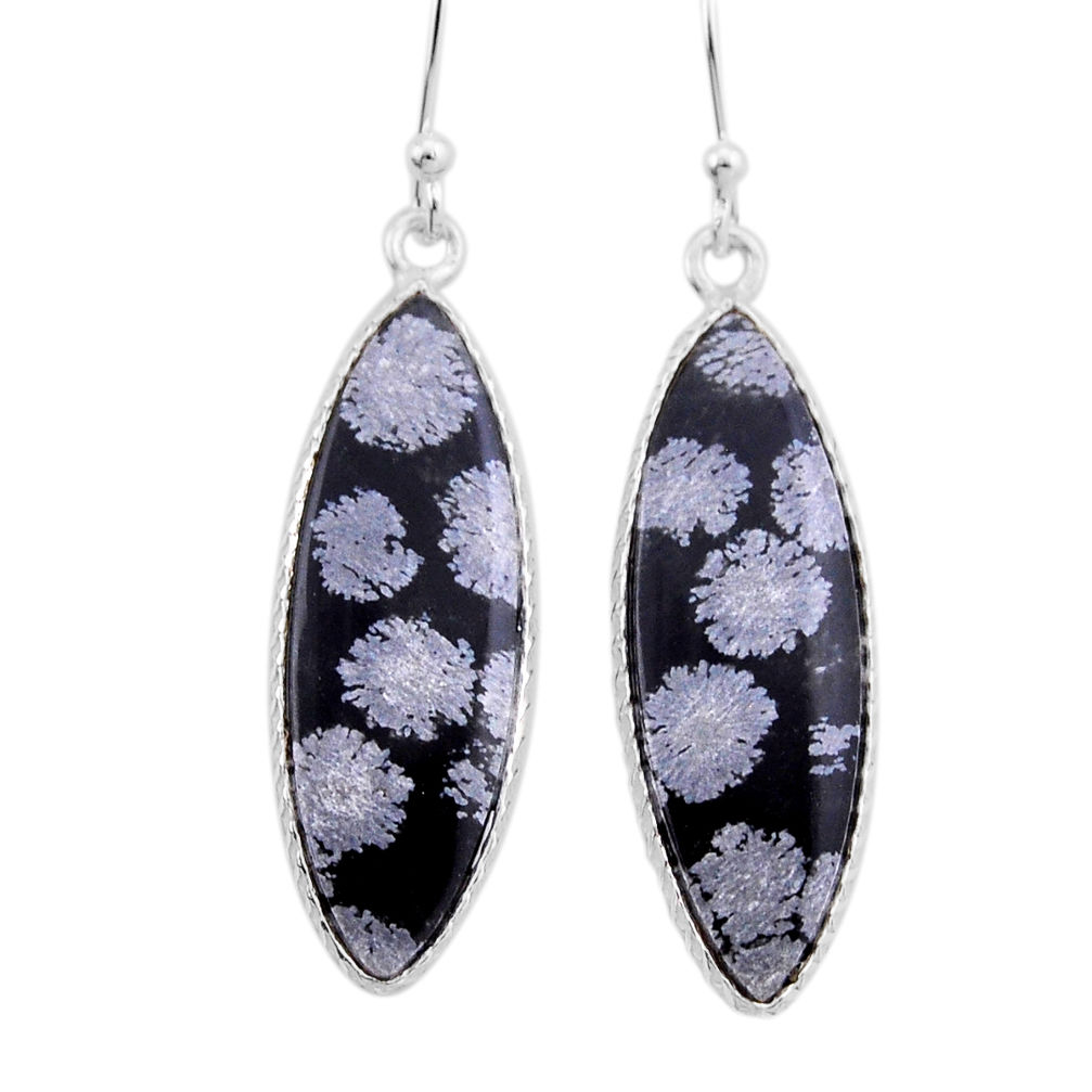 925 silver 12.77cts natural black australian obsidian dangle earrings n54483