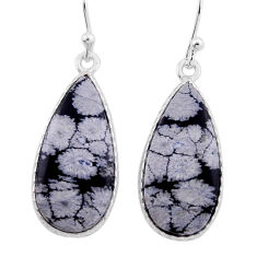 925 silver 11.31cts natural black australian obsidian dangle earrings n54491