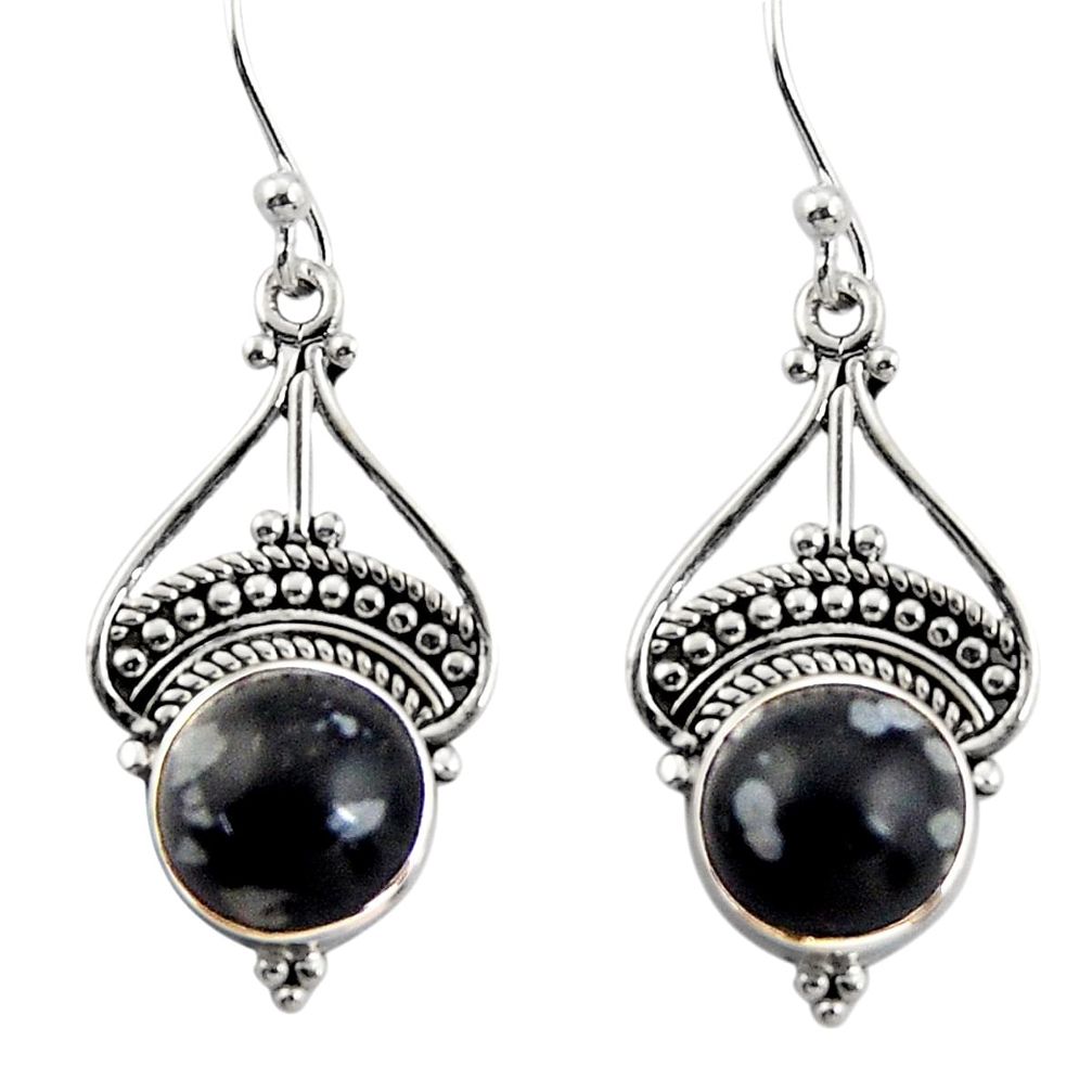 925 silver 6.43cts natural black australian obsidian dangle earrings r31007