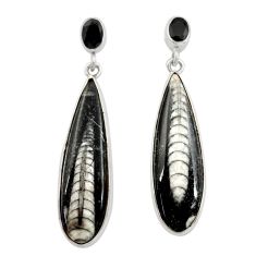 cts natural black orthoceras onyx dangle earrings jewelry d40578
