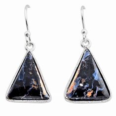 925 silver 9.69cts natural black pietersite (african) dangle earrings y84152