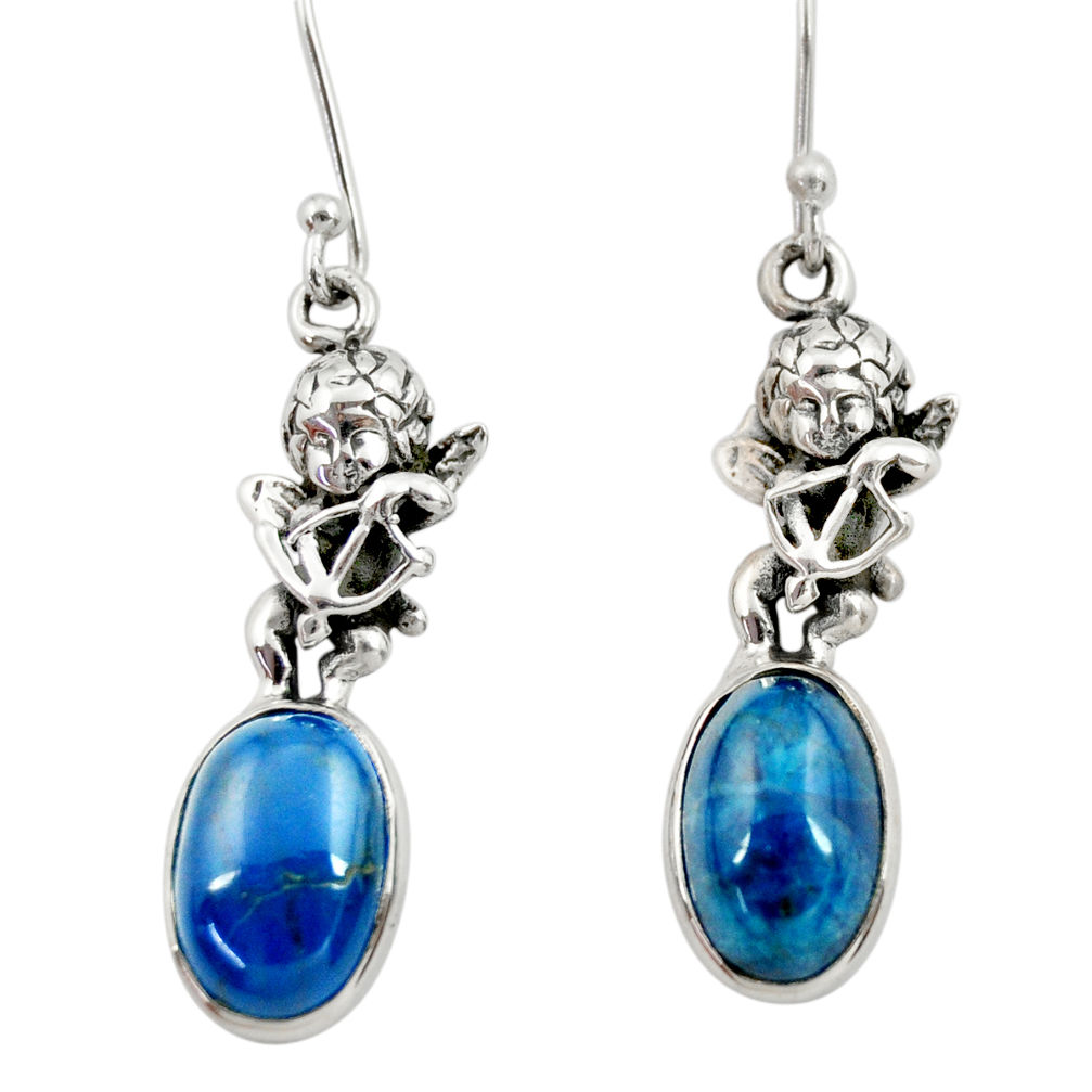 925 silver 8.48cts natural blue apatite (madagascar) angel earrings d40544