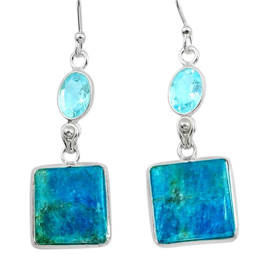 925 silver 14.08cts natural blue apatite (madagascar) topaz earrings u7652