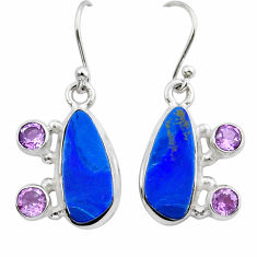 925 silver 8.43cts natural blue doublet opal australian amethyst earrings y15499