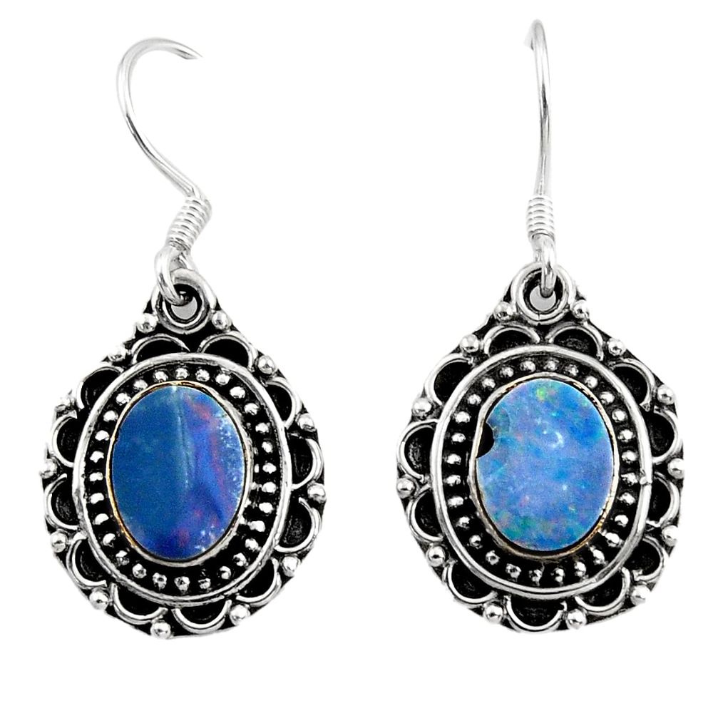 ts natural blue doublet opal australian dangle earrings d45748