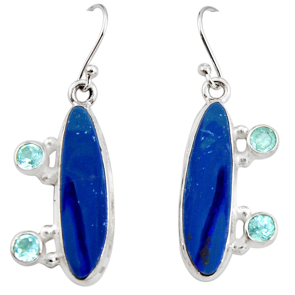 925 silver 12.04cts natural blue doublet opal australian dangle earrings r19727