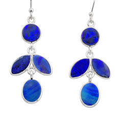 925 silver 9.34cts natural blue doublet opal australian dangle earrings y94262