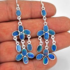 925 silver 10.44cts natural blue doublet opal australian earrings jewelry n34431