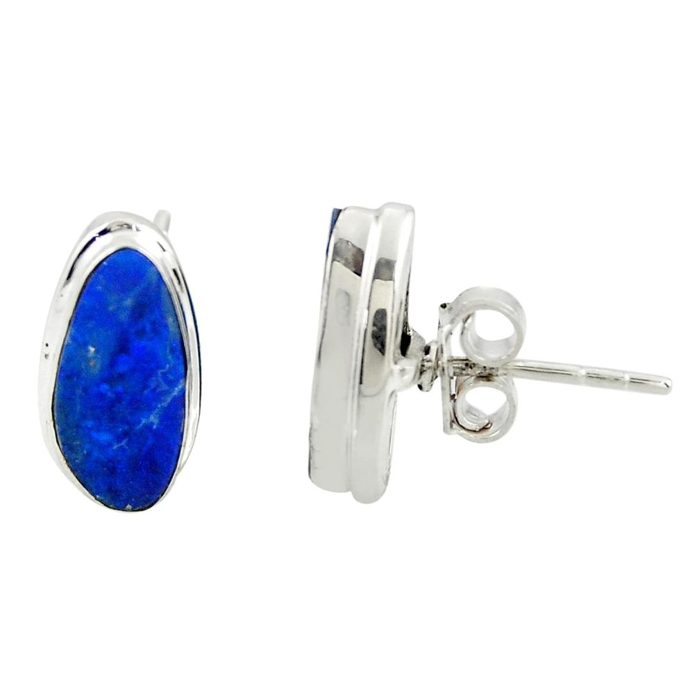 925 silver 5.57cts natural blue doublet opal australian stud earrings r39511