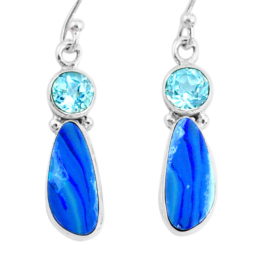 925 silver 8.49cts natural blue doublet opal australian topaz earrings r72726