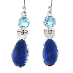 925 silver 7.57cts natural blue doublet opal australian topaz earrings y15485