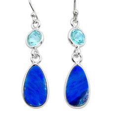 925 silver 7.20cts natural blue doublet opal australian topaz earrings y15710
