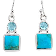 925 silver 8.18cts natural blue kingman turquoise topaz dangle earrings y80551
