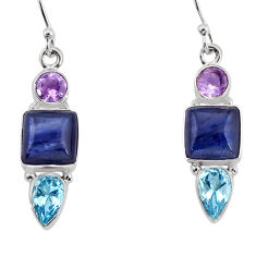 925 silver 9.32cts natural blue kyanite amethyst topaz dangle earrings y76607
