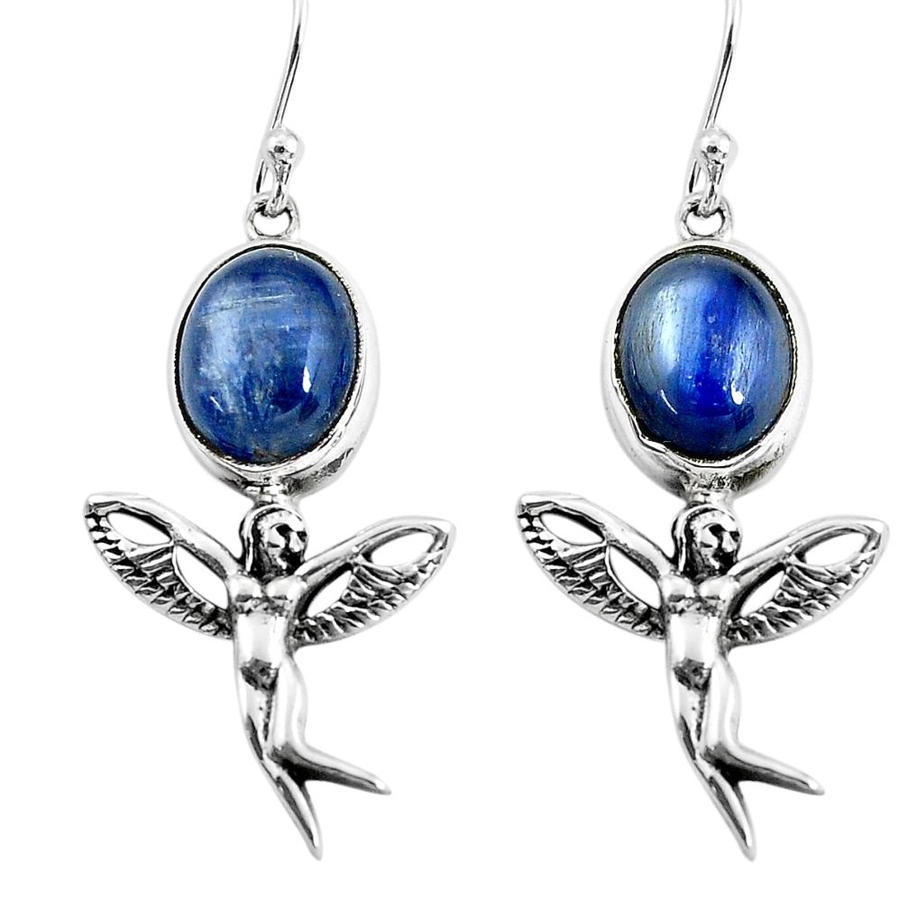925 silver 8.31cts natural blue kyanite angel wings fairy earrings p54884