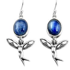 Clearance Sale- 925 silver 8.31cts natural blue kyanite angel wings fairy earrings p54884