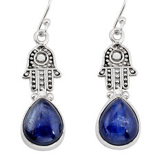 925 silver 11.86cts natural blue kyanite pear hand of god hamsa earrings y81256