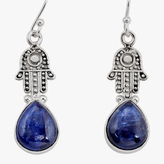 925 silver 11.06cts natural blue kyanite pear hand of god hamsa earrings y81259