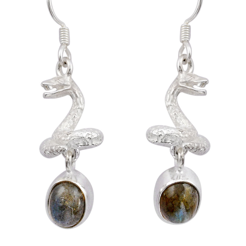 925 silver 4.54cts natural blue labradorite anaconda snake earrings y32187