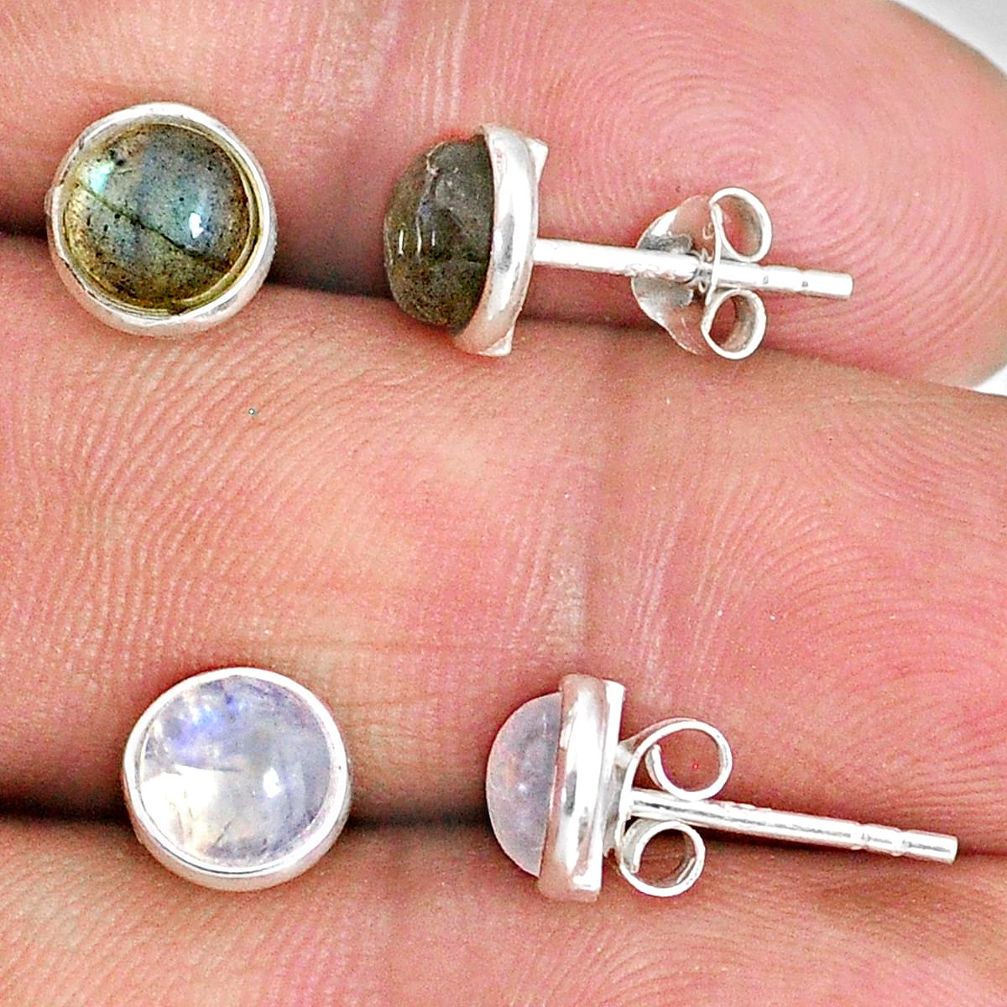 925 silver 4.99cts natural blue labradorite moonstone stud earrings r65504