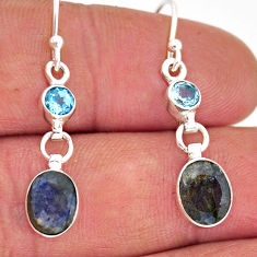 925 silver 5.92cts natural blue labradorite oval topaz dangle earrings y79700