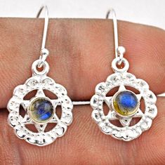 925 silver 1.88cts natural blue labradorite star of david earrings t89520