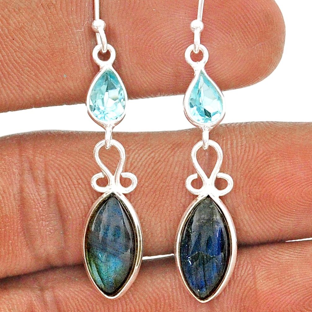 925 silver 9.74cts natural blue labradorite topaz dangle earrings jewelry t84611