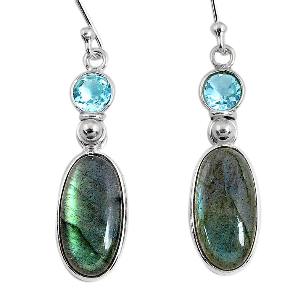 925 silver 12.54cts natural blue labradorite topaz dangle earrings r63629