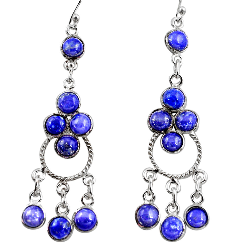 925 silver 12.96cts natural blue lapis lazuli chandelier earrings r37398