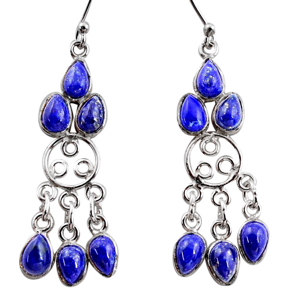 925 silver 10.48cts natural blue lapis lazuli chandelier earrings r37414