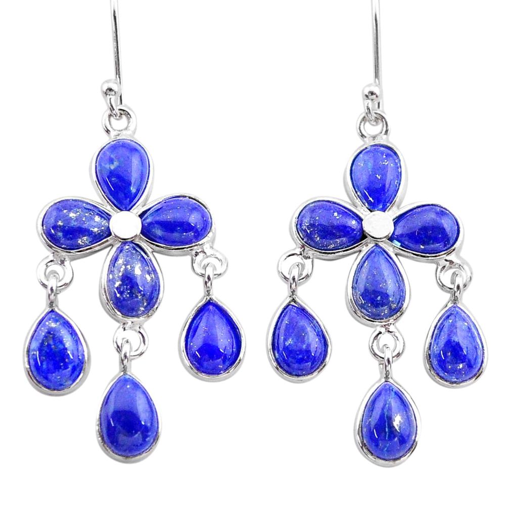 925 silver 14.25cts natural blue lapis lazuli chandelier earrings t34048