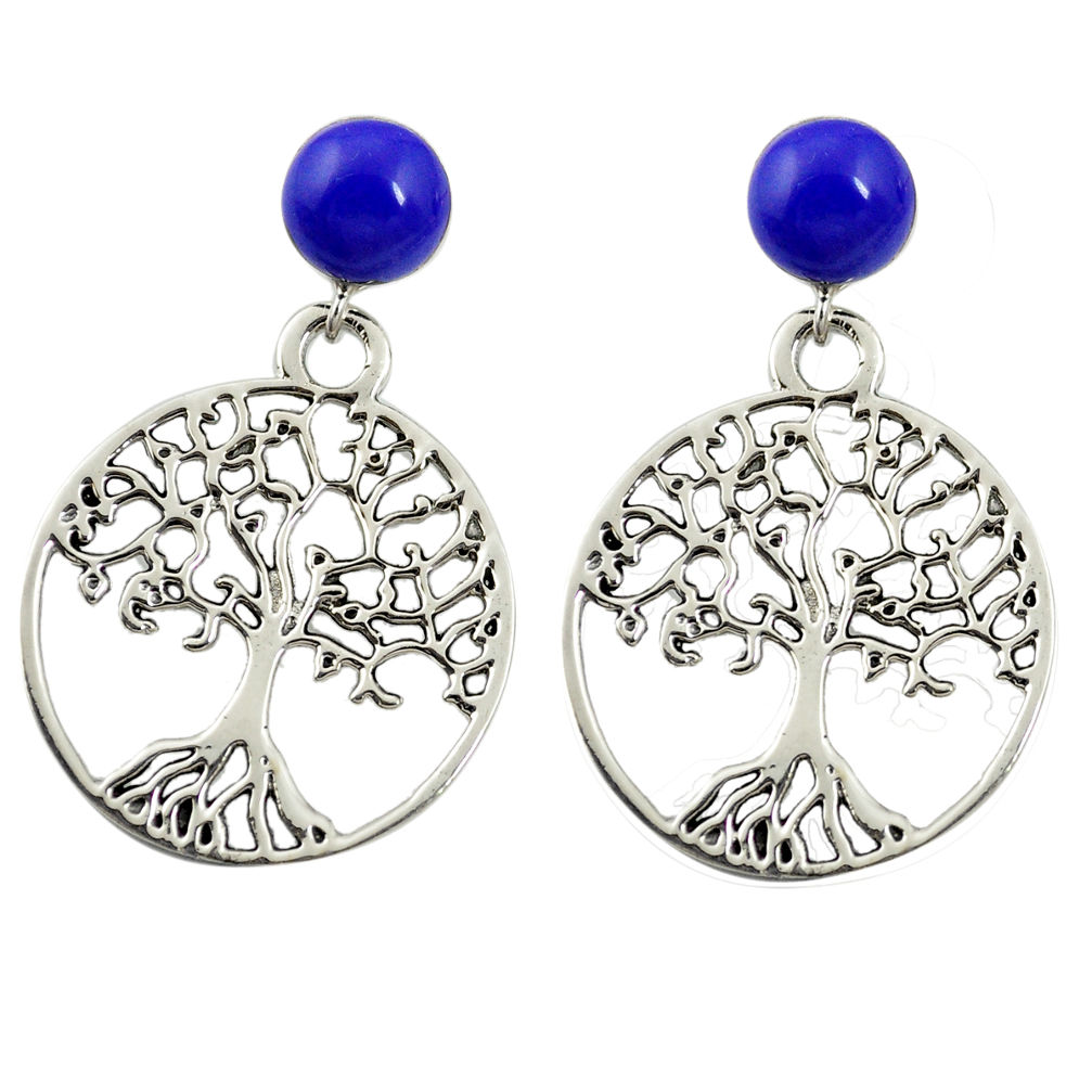 925 silver natural blue lapis lazuli tree of life earrings jewelry c11697