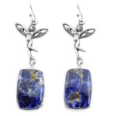 925 silver 16.70cts natural blue sodalite angel wings fairy earrings p72533