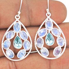 925 silver 13.47cts natural blue topaz moonstone chandelier earrings t87436