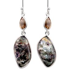 925 silver 13.13cts natural bronze astrophyllite smoky topaz earrings t61049