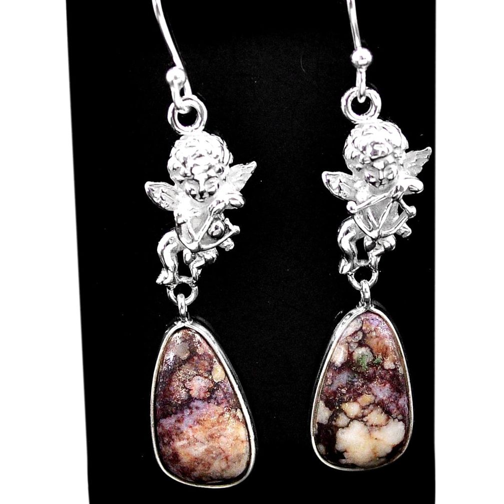 925 silver 11.66cts natural bronze wild horse magnesite angel earrings t60815